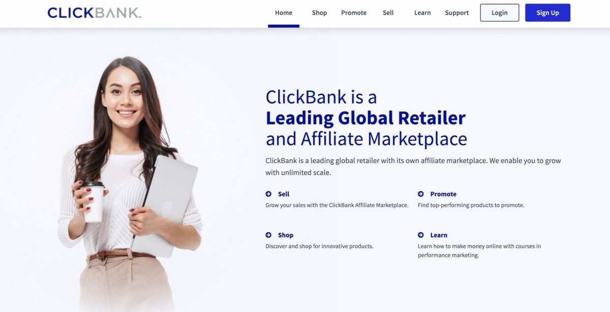 cllickbank affiliate program page preview