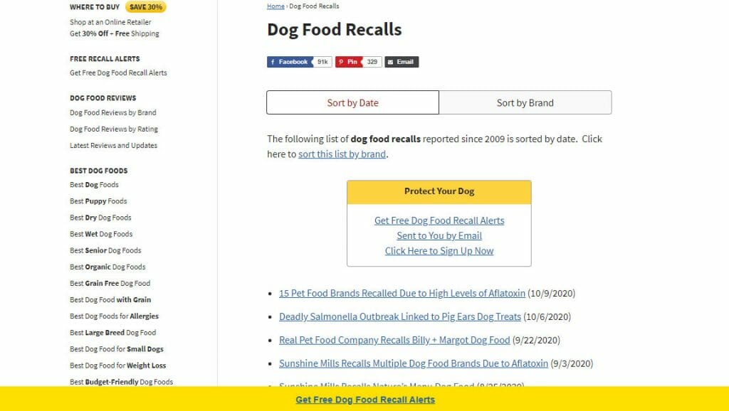 dog food recall article