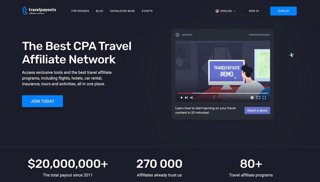 Travel payouts homepage
